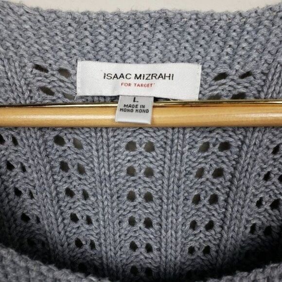 Isaac Mizrahi knit square neckline short sleeves top gray size large - Picture 2 of 8
